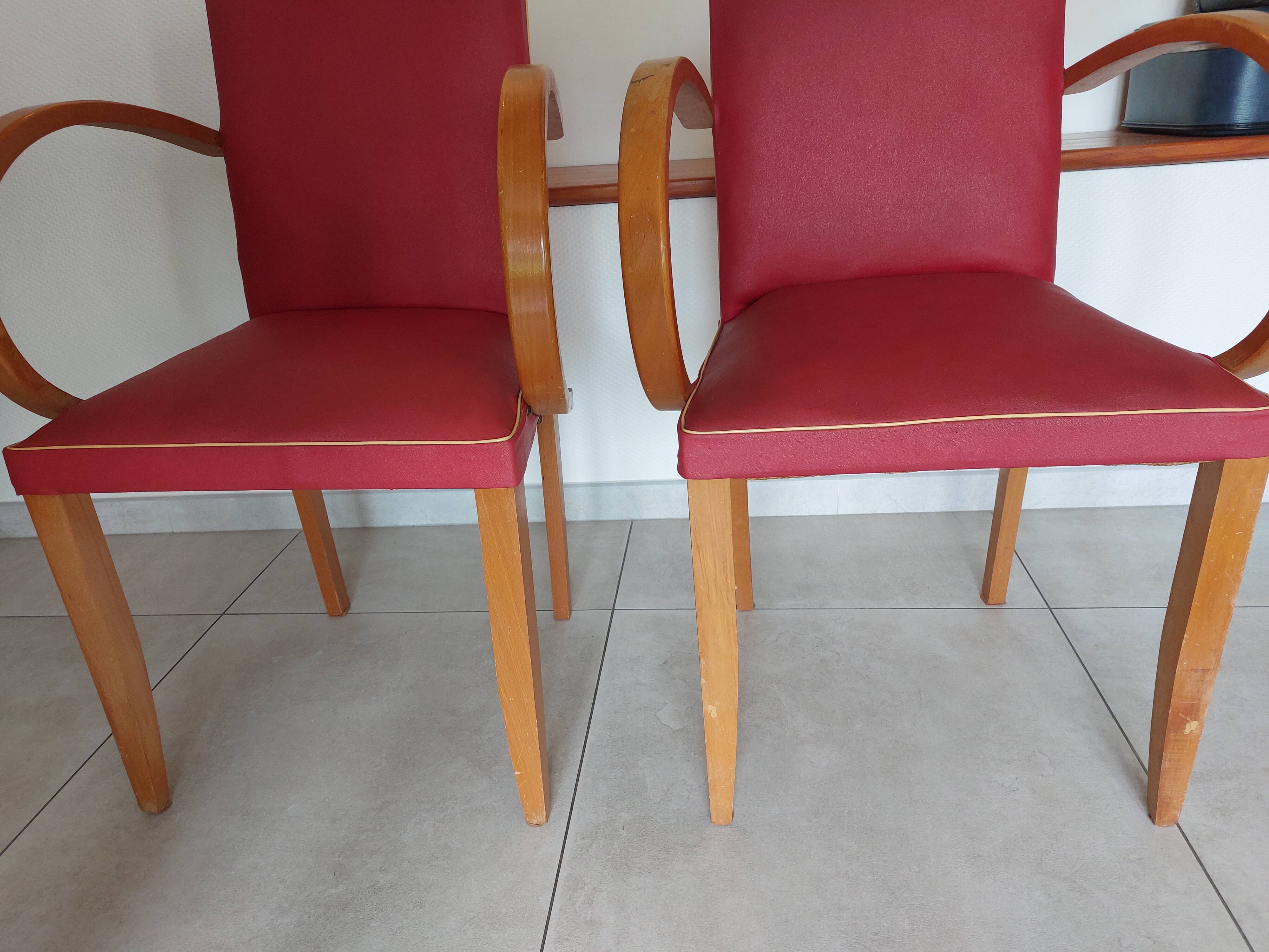 Pair of "moustache" bridge armchairs