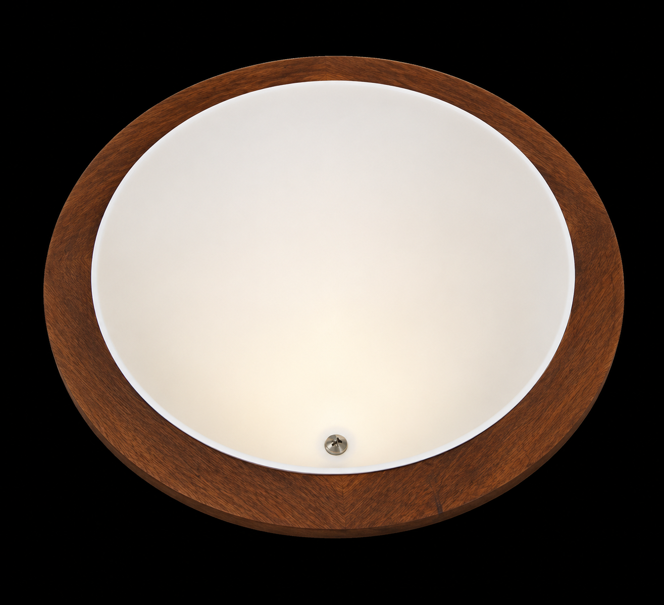 Round teak mirror, 1970s – vintage, diameter 70 cm