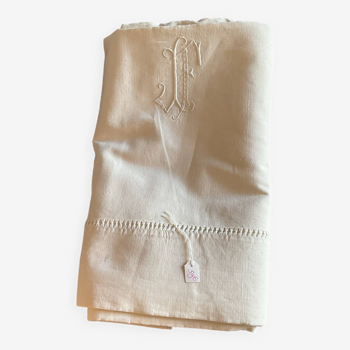 Embroidered linen/cotton sheet. Ancient