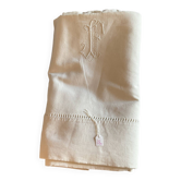 Drap brodé lin / coton . Ancien