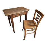 Compact French work table with bistro chair | Table circa 1900 | Chair circa 1950