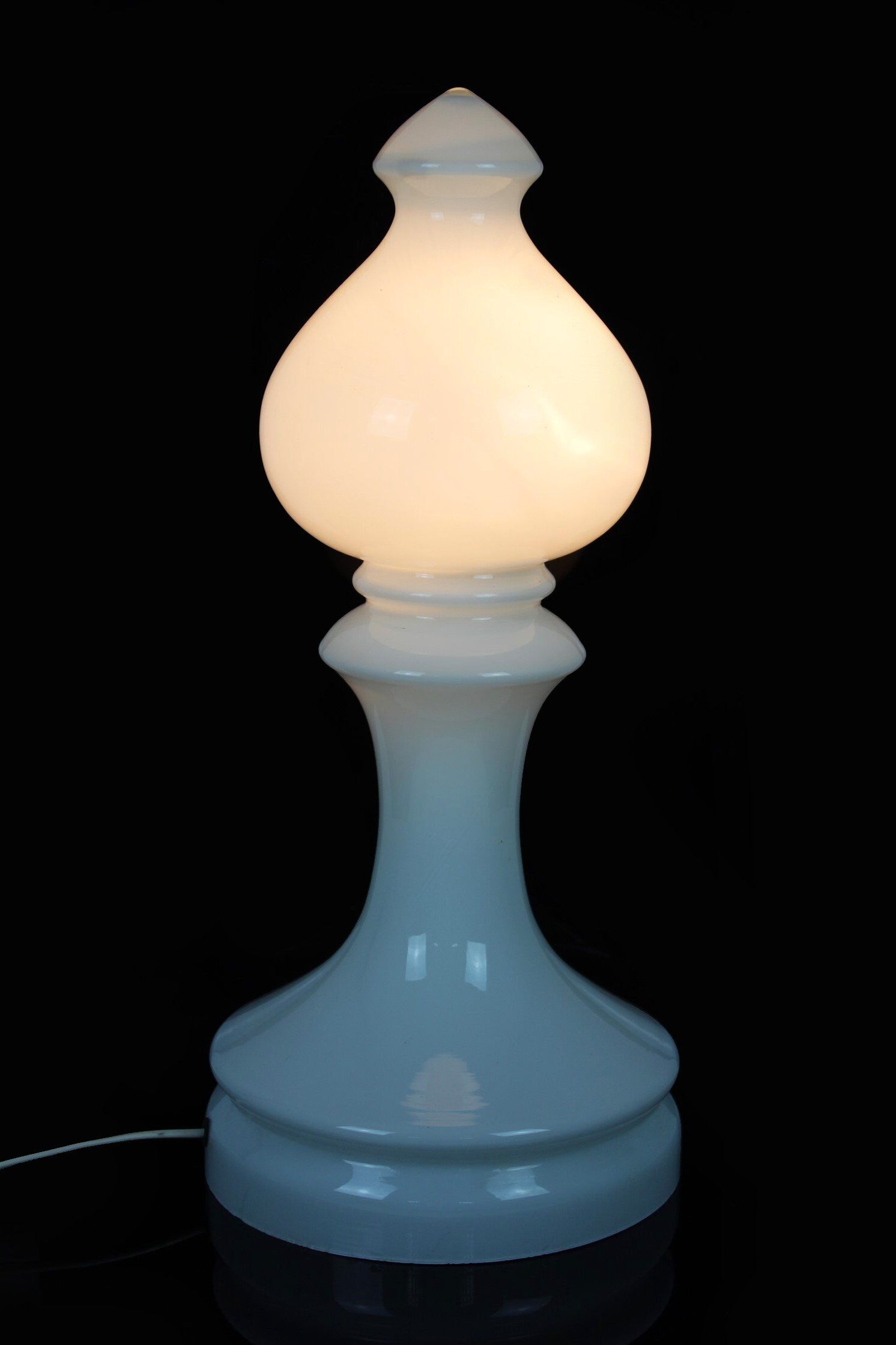 Glass Bishop Chess Table Lamp by Ivan Jakeš for Osvětlovací Sklo Valašské Meziříčí, 1970s