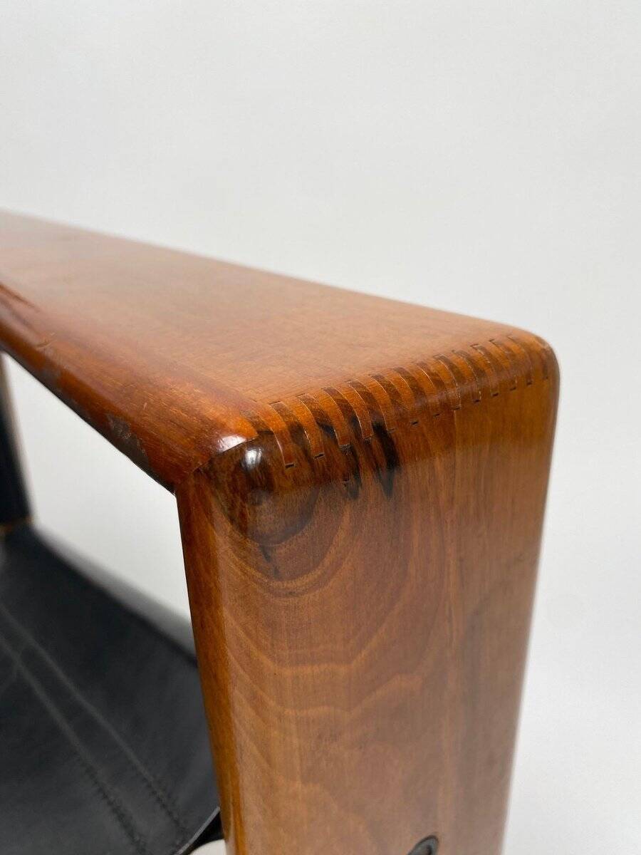 Fauteuils en bois et cuir attribués à Tarcisio Colzani, Italie  années 1960