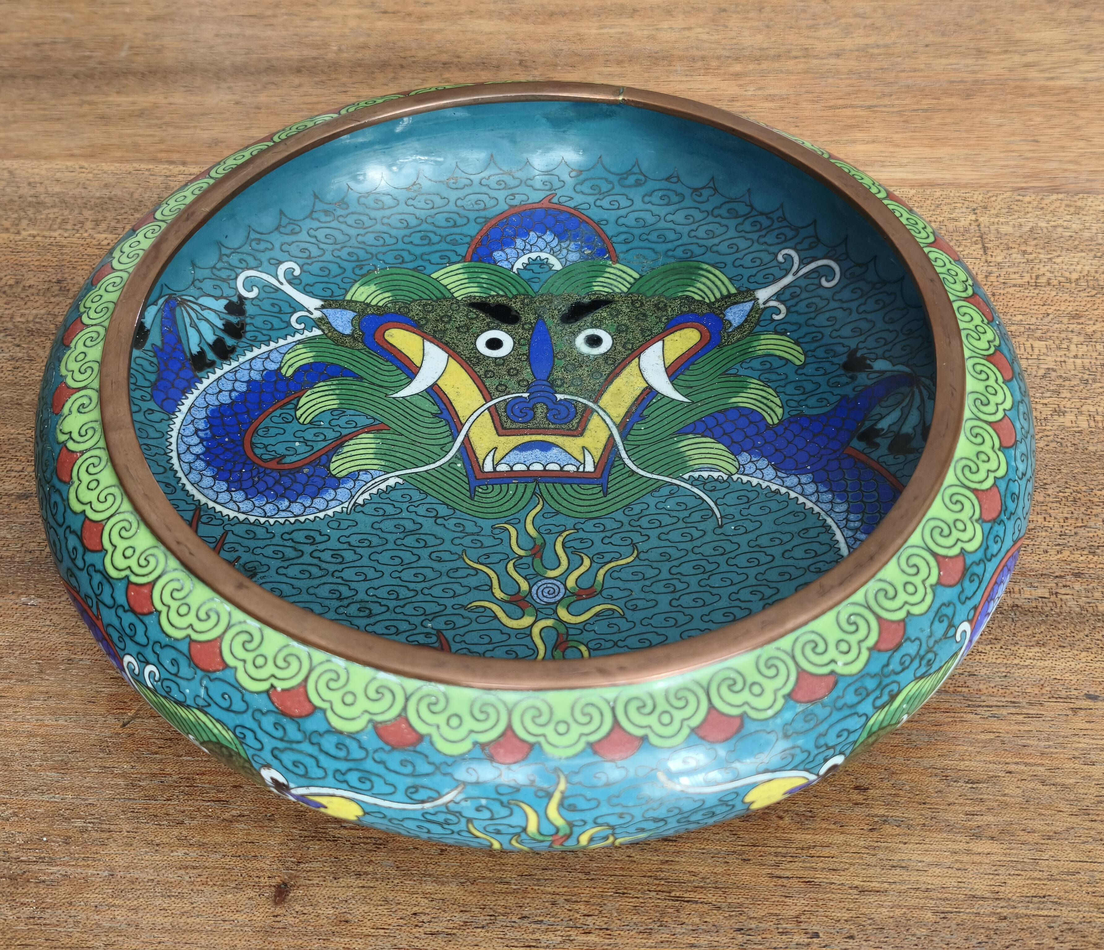Ancient cloisonné enamel brush rinsing bowl from China.