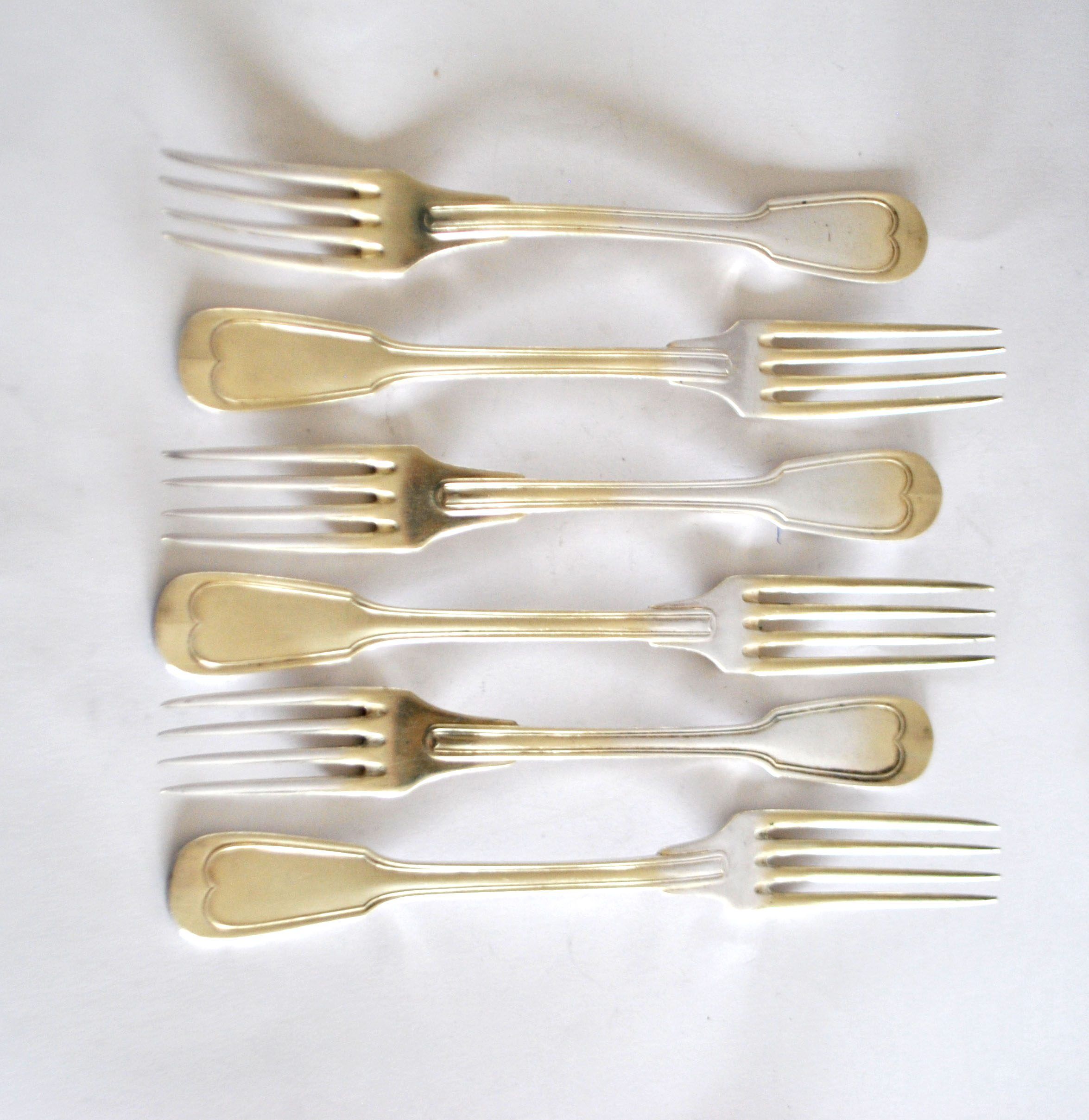 SFAM set of 6 CHINON silver-plated table forks, antique style, 21.5 cm