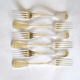 SFAM set of 6 CHINON silver-plated table forks, antique style, 21.5 cm