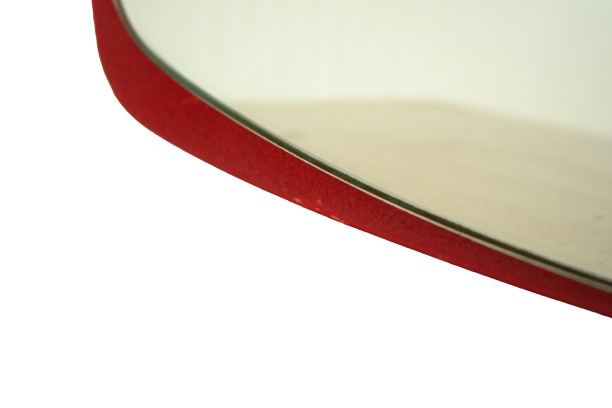 Retro free-form mirror felt wood 49 x 36