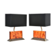 Pair of fractal resin and brass lamps by Henri Fernandez