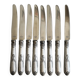 8 silver-plated metal knives, engraved handles with refined details.