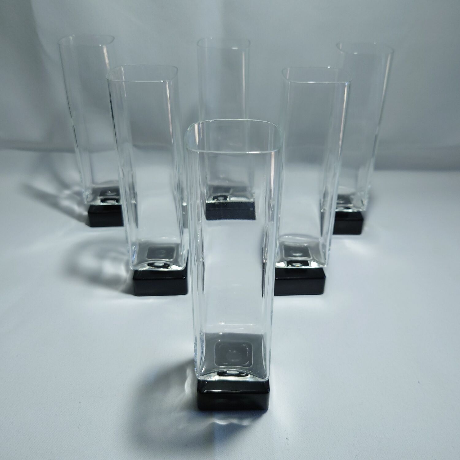6 vintage square-stemmed glasses