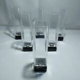 6 vintage square-stemmed glasses