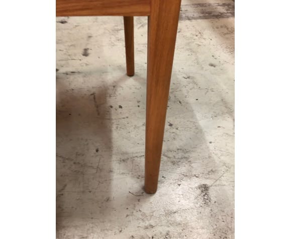 Lot of 6 light wood canning chairs, black leather with armrests