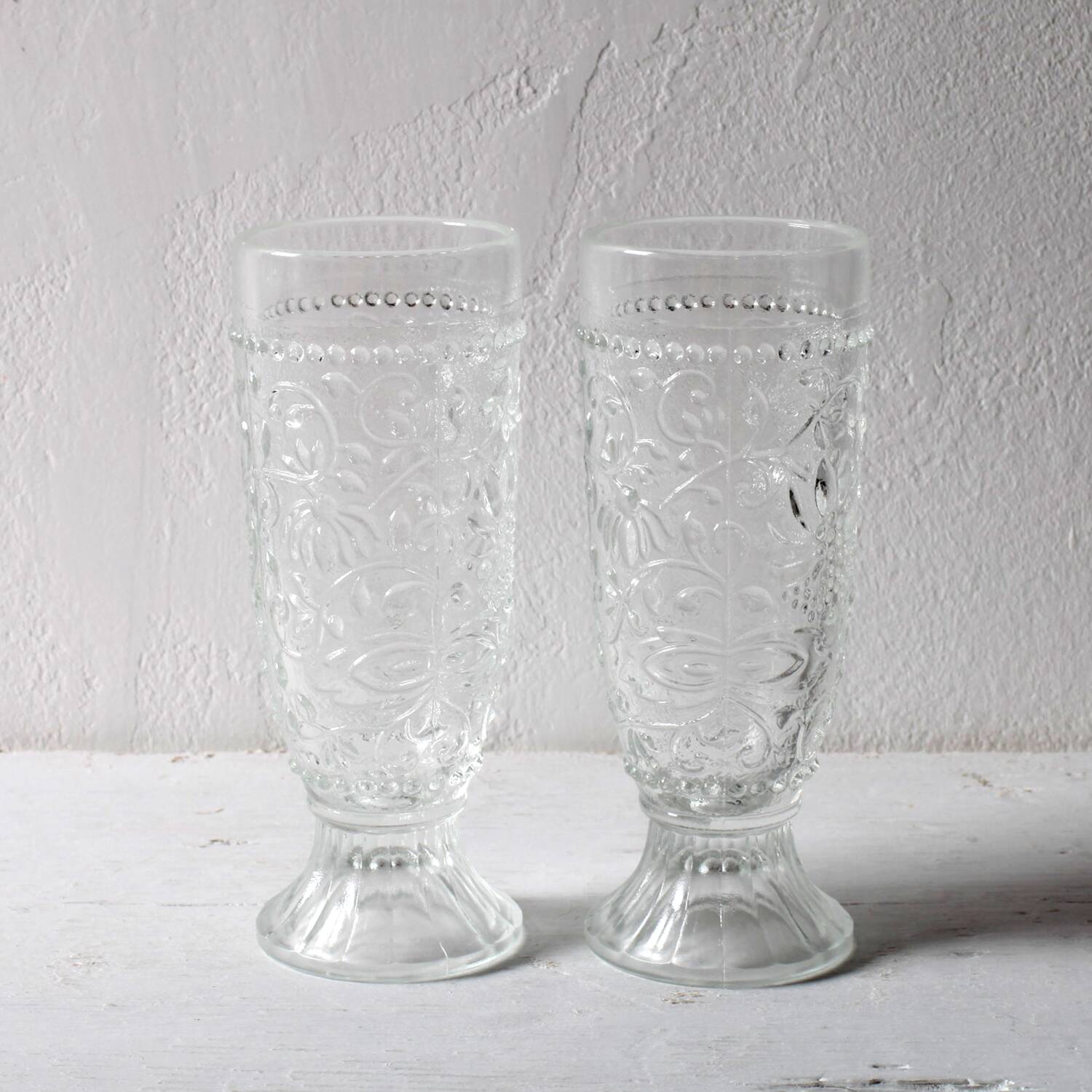 Set of 2 Pressed Glass Stylish Glasses Cibulak by Pavel Panek / 1977