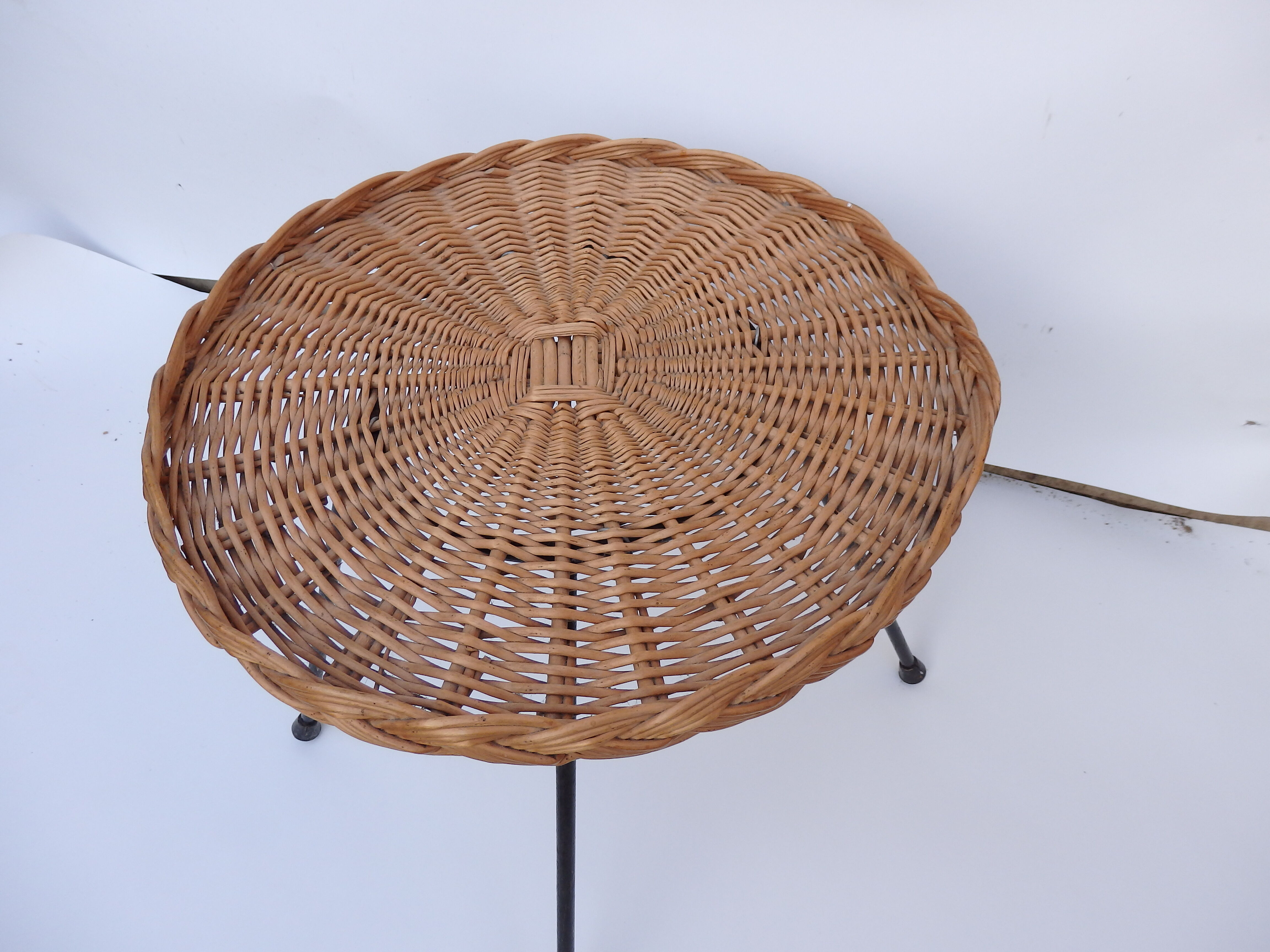 Vintage wicker rattan coffee table