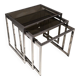 Suite de 3 tables gigognes chromées. Vers 1970