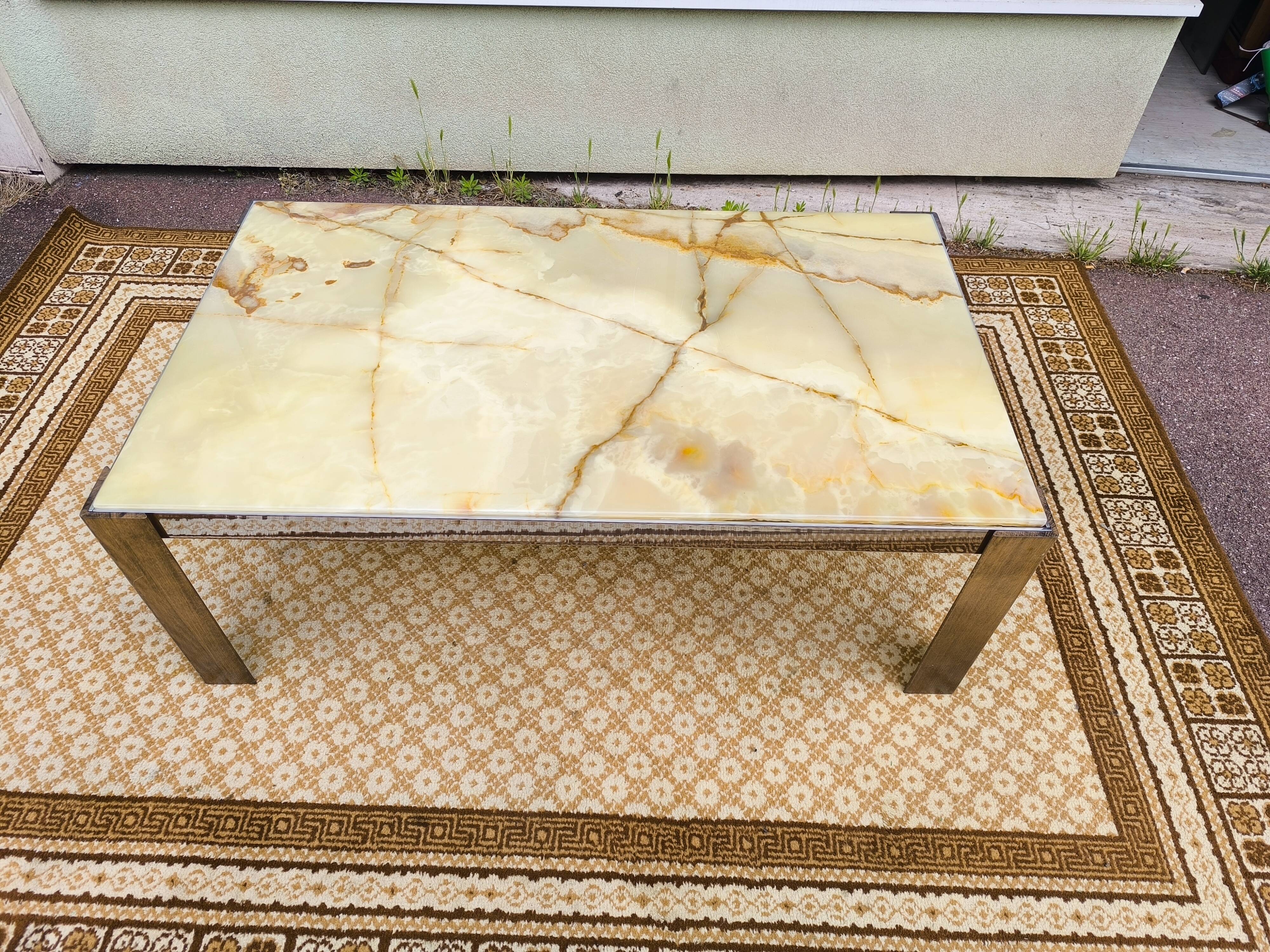 Wood chrome marble coffee table