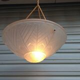 Art Deco ceiling lamp/chandelier in white pressed molded glass in working order