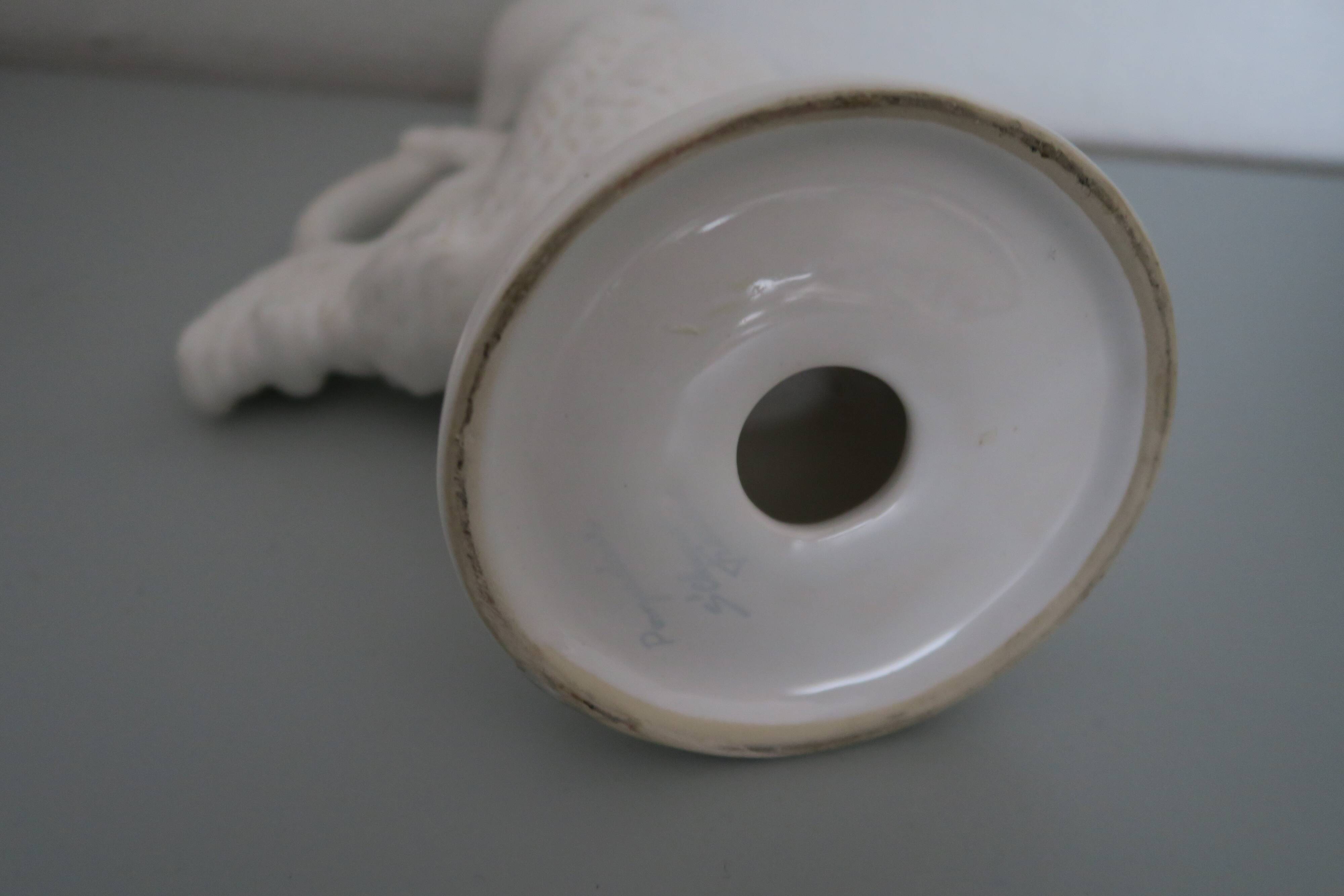 Rooster St Clément Pompadour candle holder White earthenware 27 cm