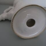 Coq St Clément  Pompadour bougeoir Faïence blanche 27 cm