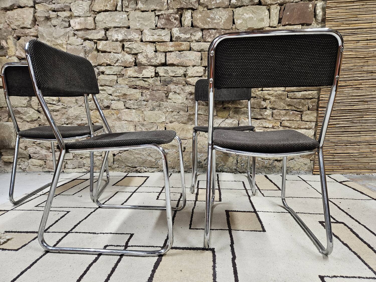 Set of four vintage 1970 sled chairs