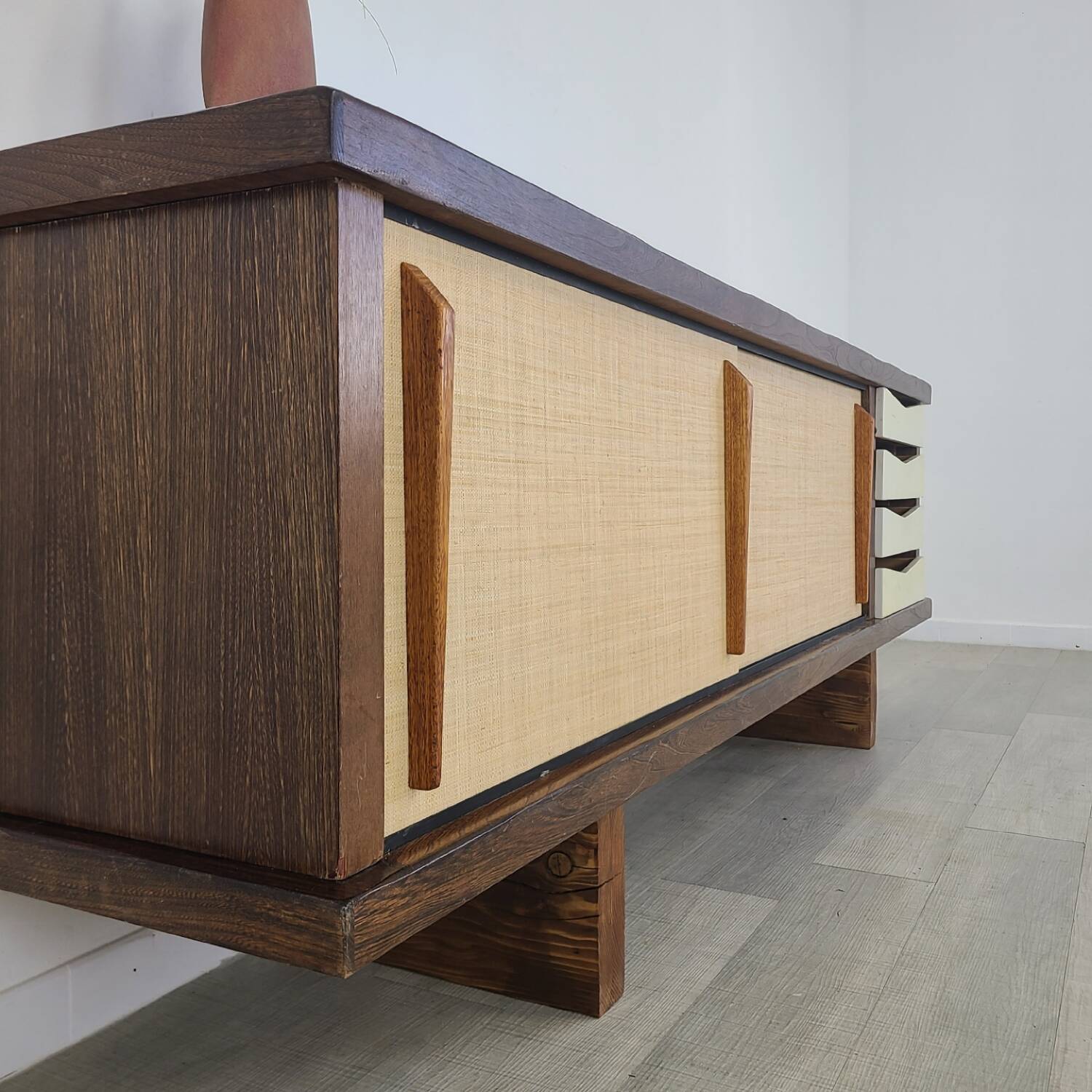 Vintage brutalist sideboard design 1970s