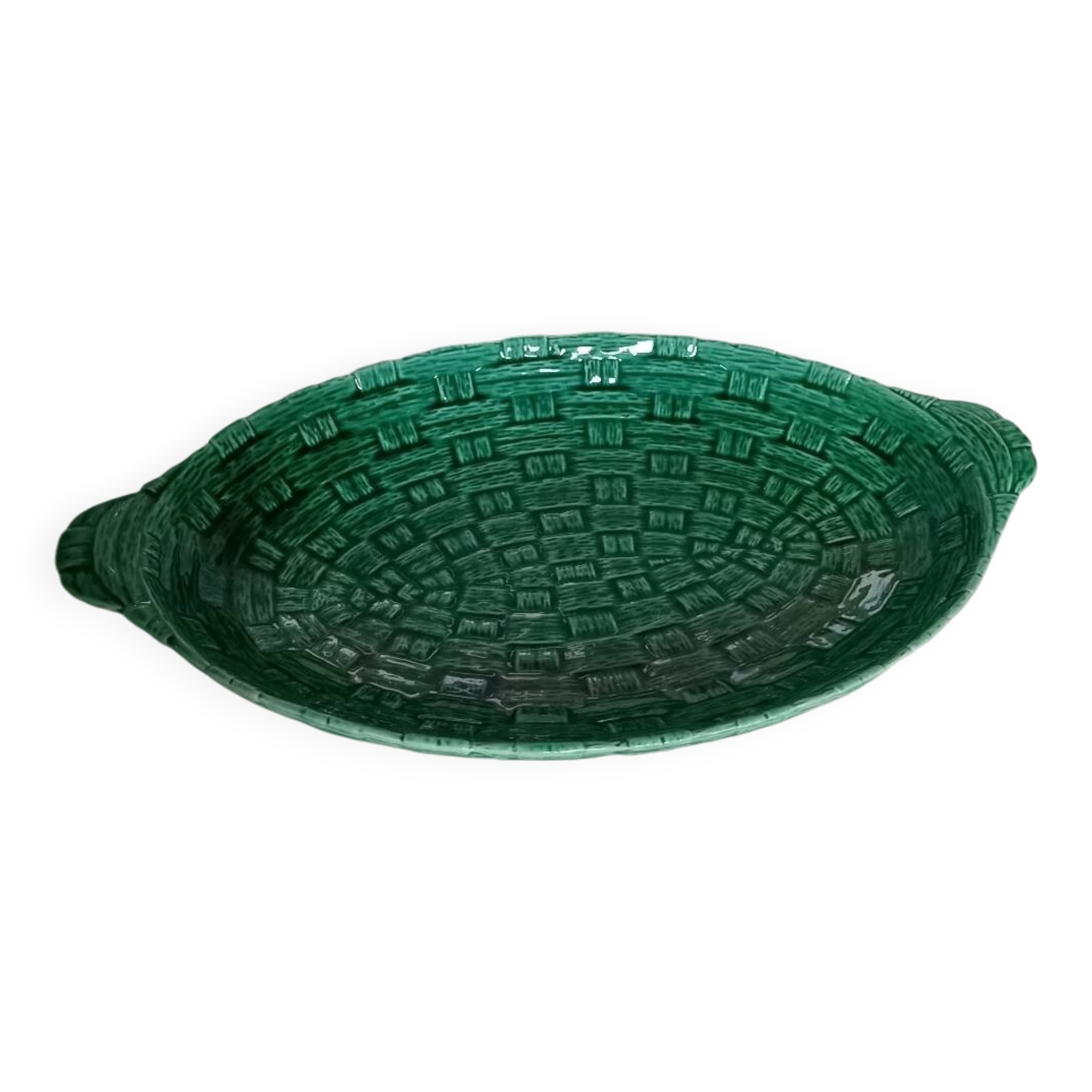 Digoin-Sarrguemine green earthenware dish
