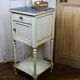 Bedside table old patina to the creamy white English