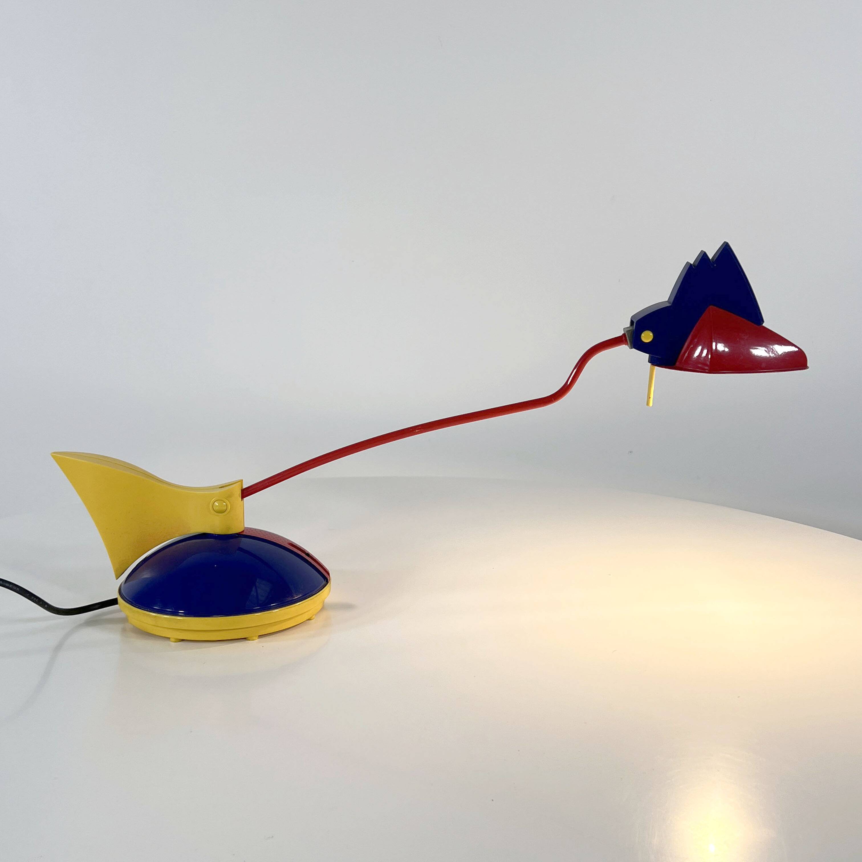 Lampe de bureau toucan bleu et rouge de brilliant leuchten Germany, 1980