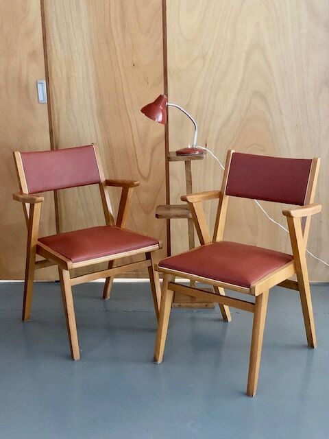 Chaises bridge skaï cognac