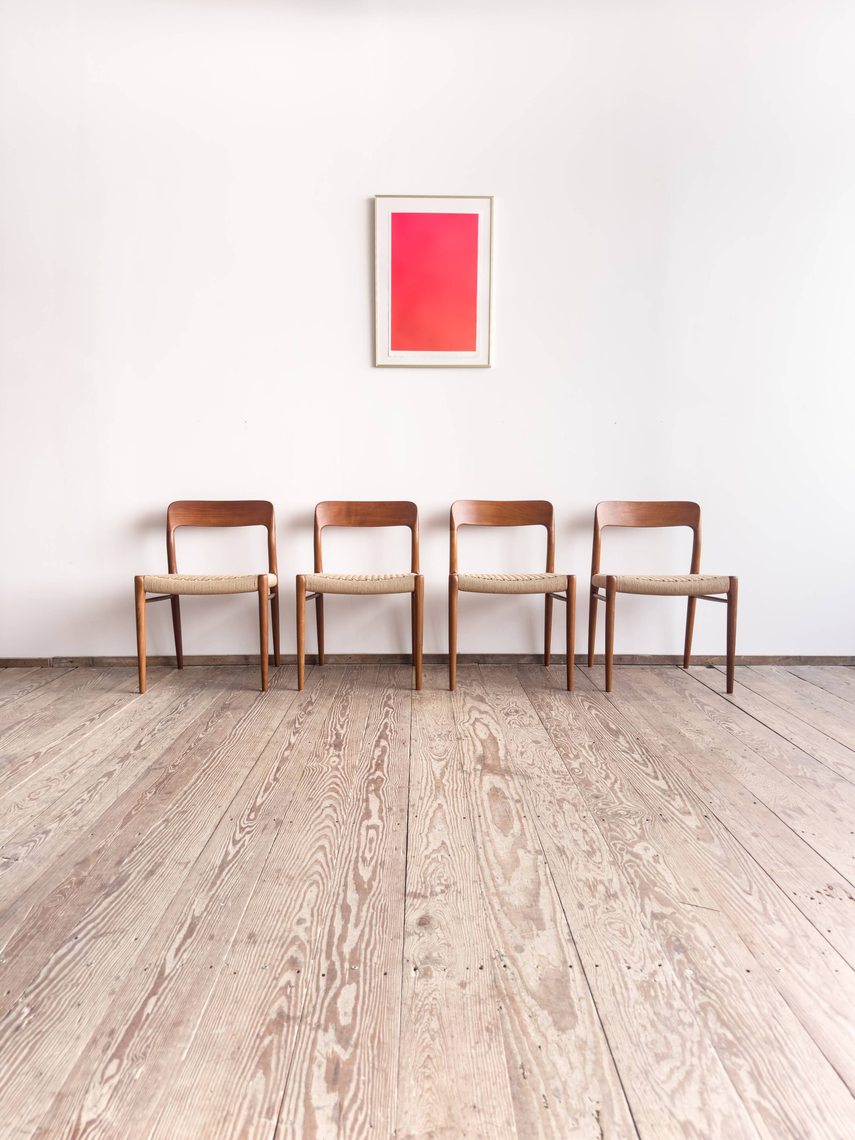 Set of 4 chairs #75 in teak by Niels O. Møller, JL Moller, Mid Century