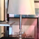 Silver-plated metal lamp base with crystal.