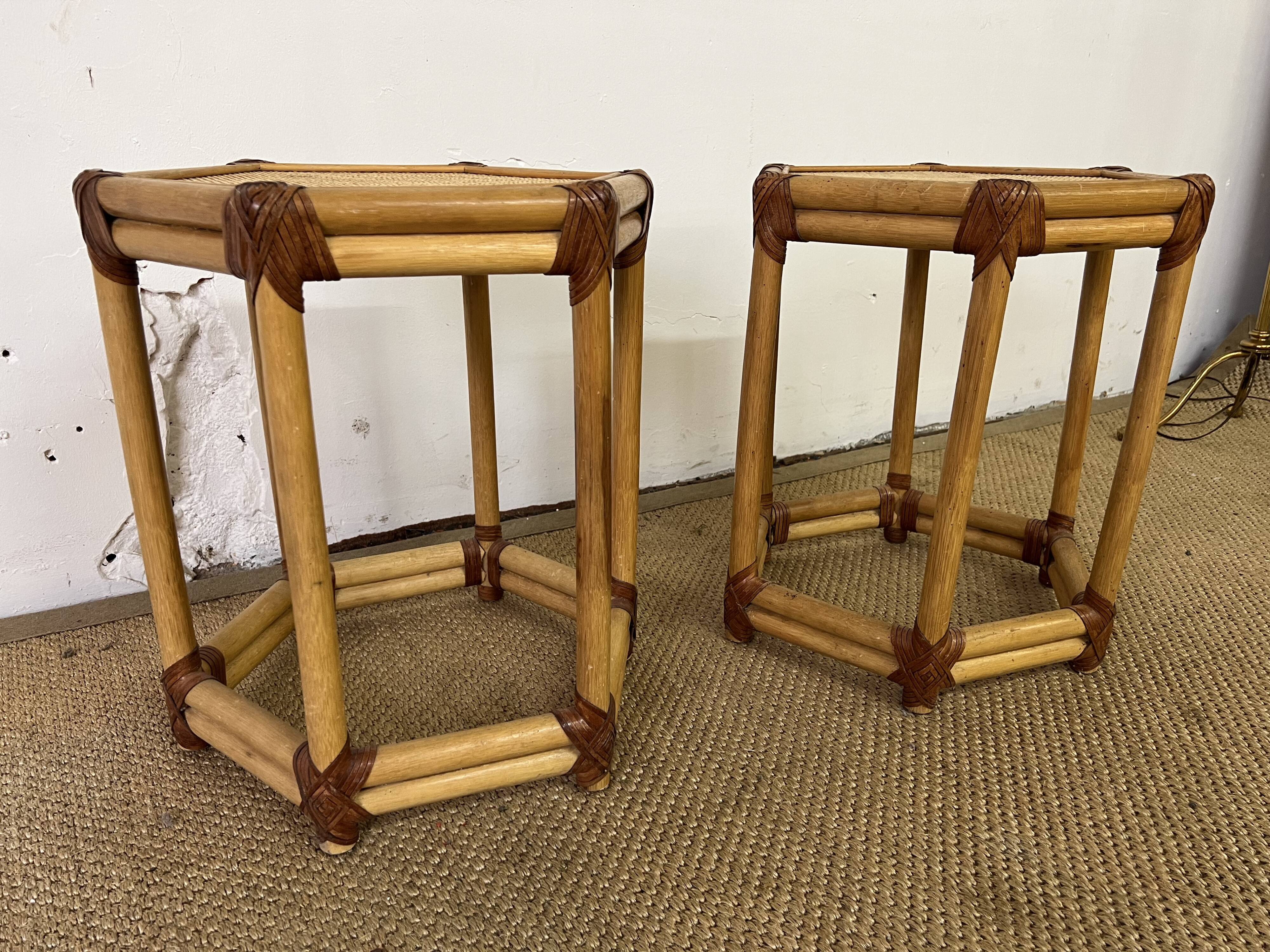Pair of rattan bedside tables or end tables