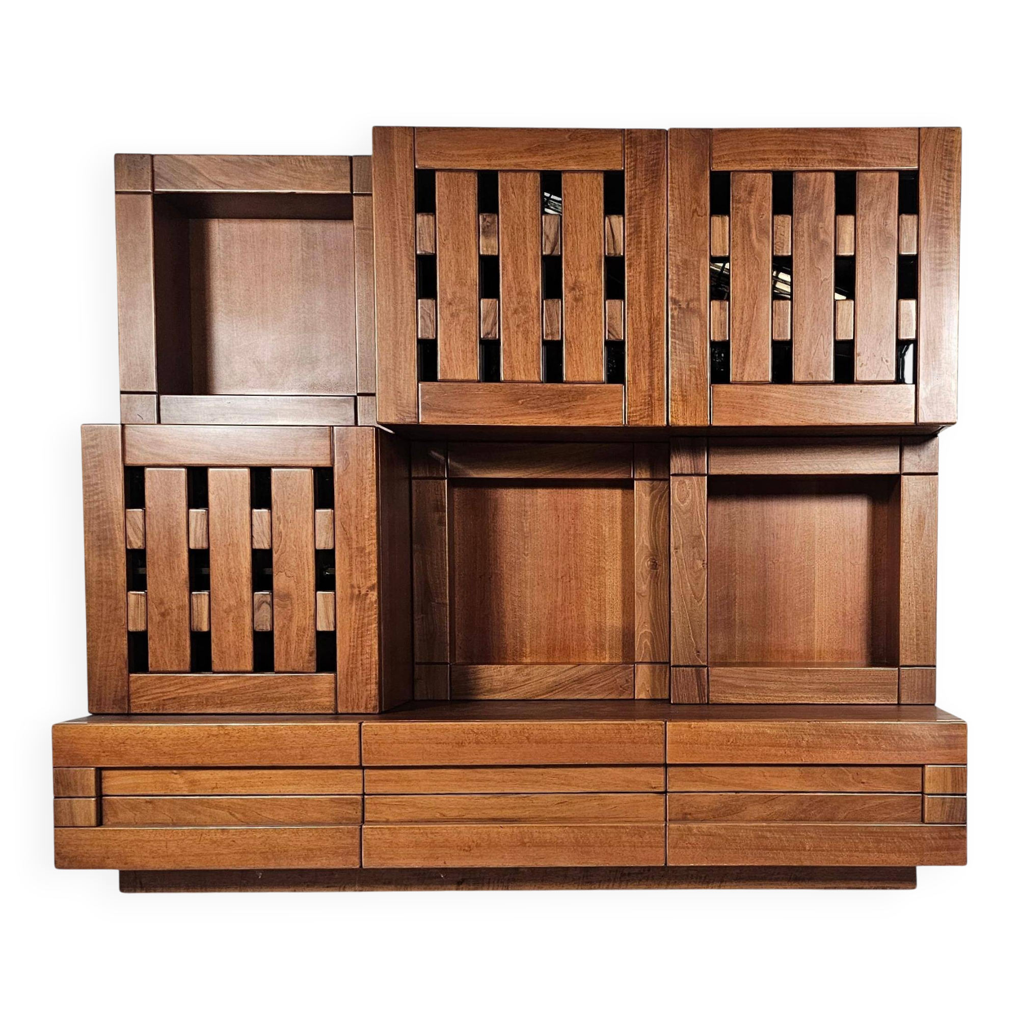 Buffet made of solid walnut wood by Ferdinando Meccani, 1969