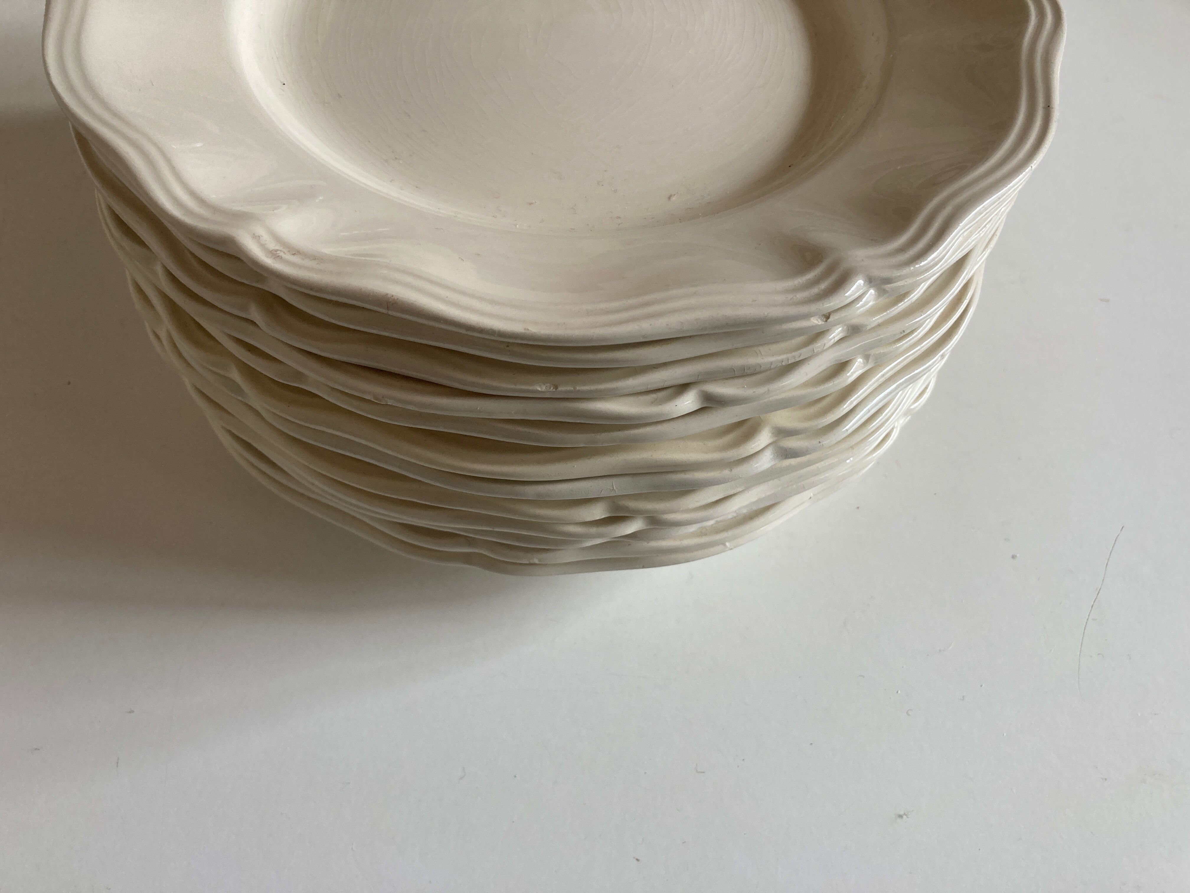 Set of 12 ivory plates with Sarreguemines