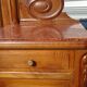 Walnut dressing table with mirror, storage and marble.