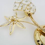 Pair of vintage floral wall sconces in gold metal and tassel