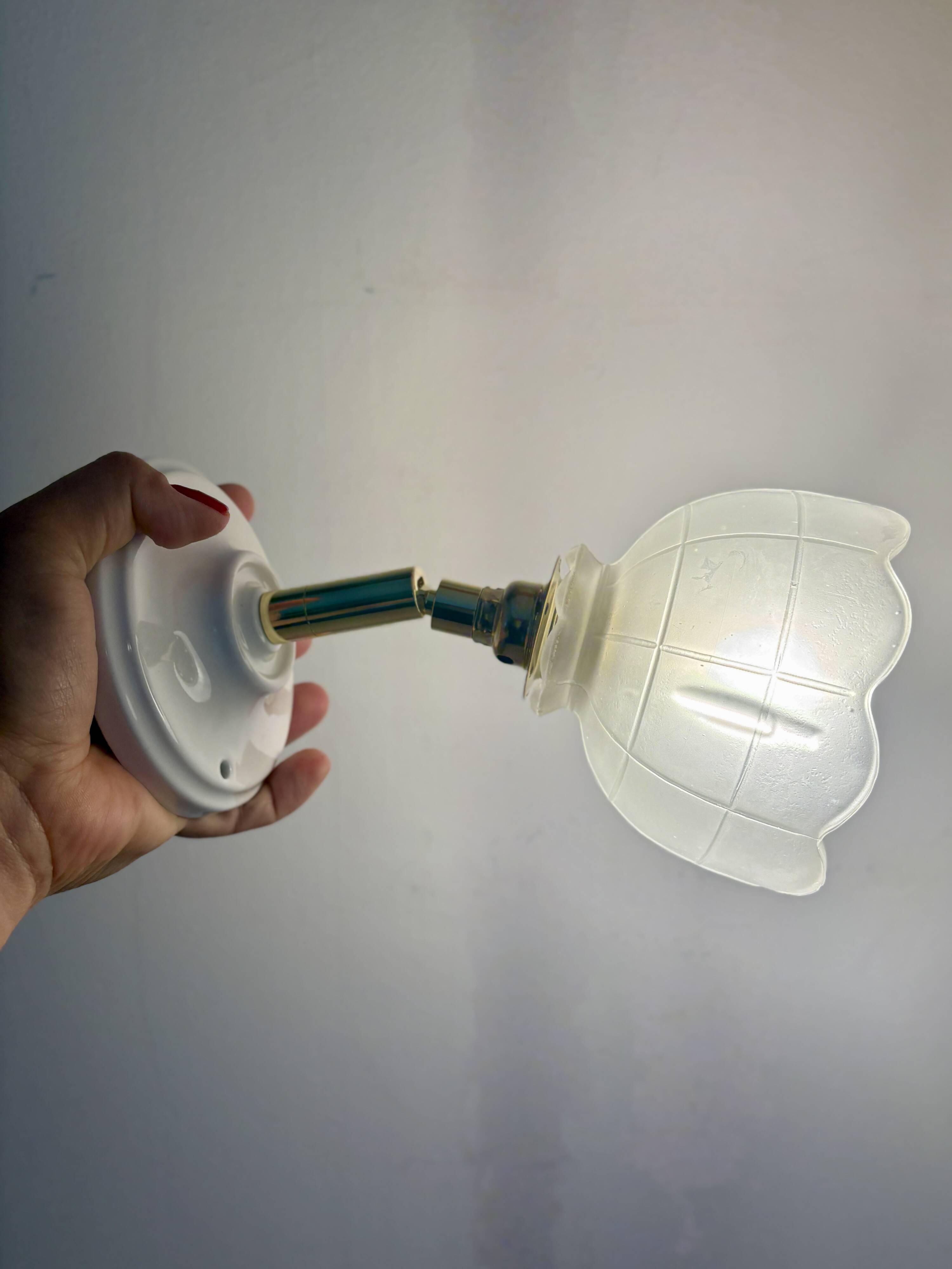 Vintage frosted glass tulip wall light