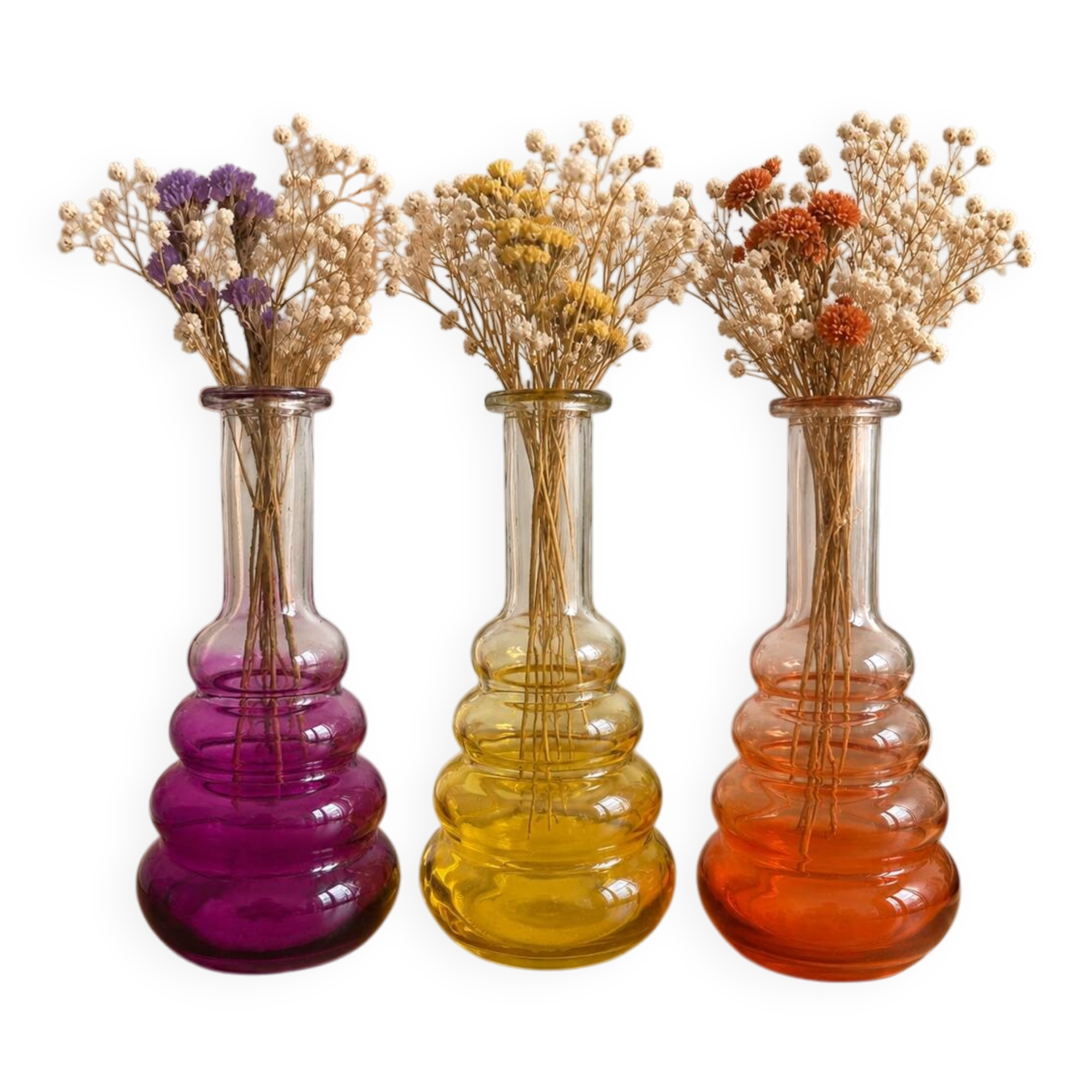 Lot de 3 soliflores colorés
