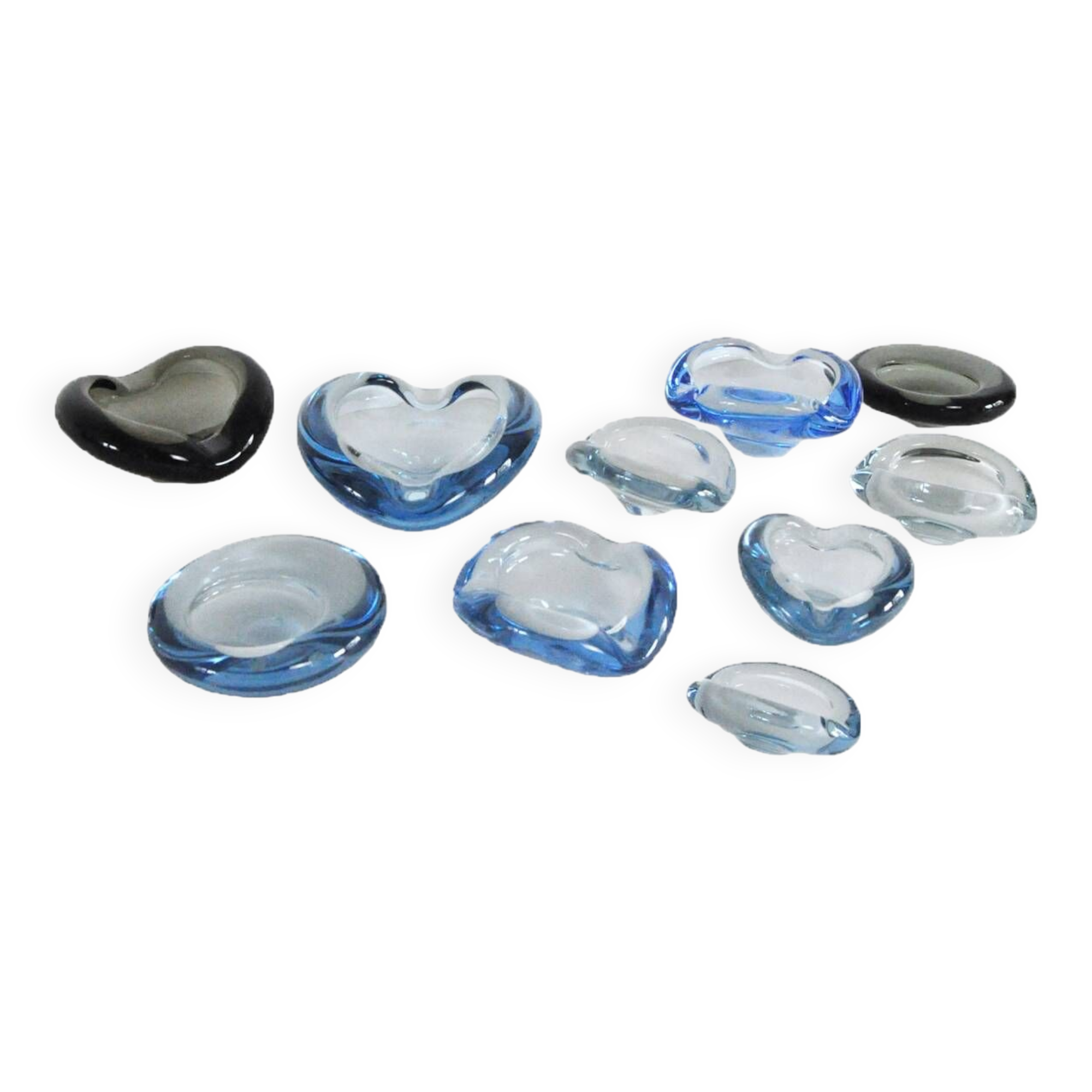 Smaller dishes or ashtrays designed for Holmegaard, 1950s to 1970s