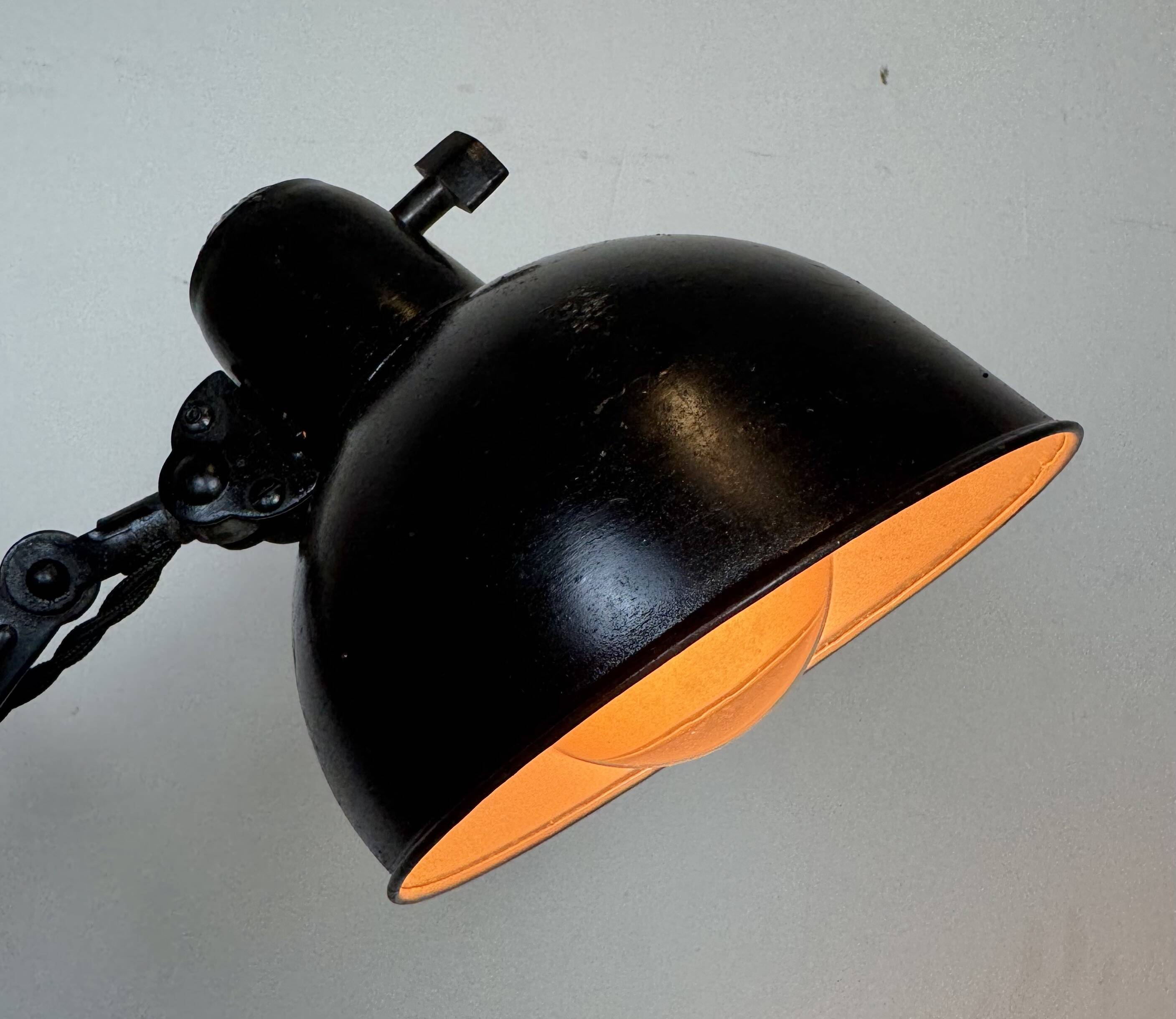 Black Industrial Bauhaus Scissor Wall Lamp from Kaiser Idell, 1930s