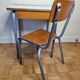Set chair and school desk in steel, wood and formica, 50s-60s
