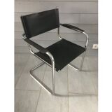 Pair of chrome/black hanging chassis chairs