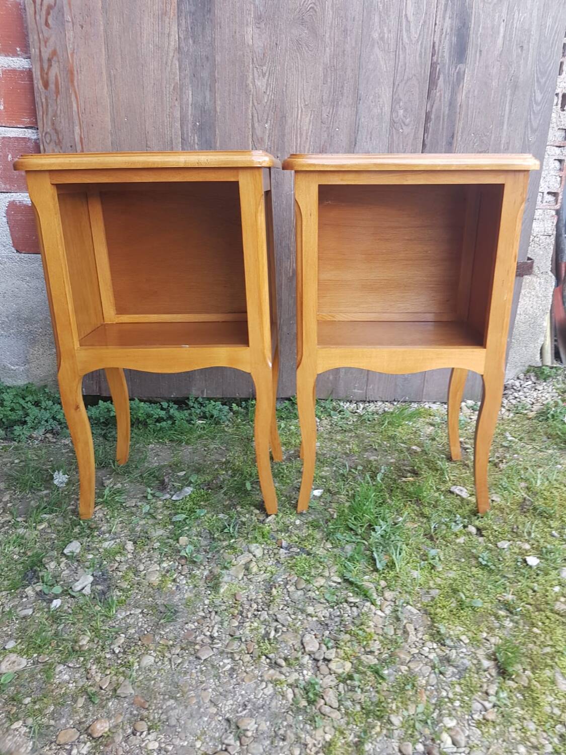 Pair of bedside nightstands with vintage wooden case