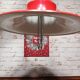Suspension, red and white metal chandelier from the 70s