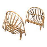 Lit corbeille en rotin pour enfant 1960