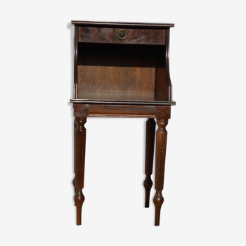 Nightstand in mahogany and green leather, English style