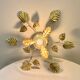 Gold leaf metal flower wall sconce 1970s 1980s Hollywood Regency Masca leaf