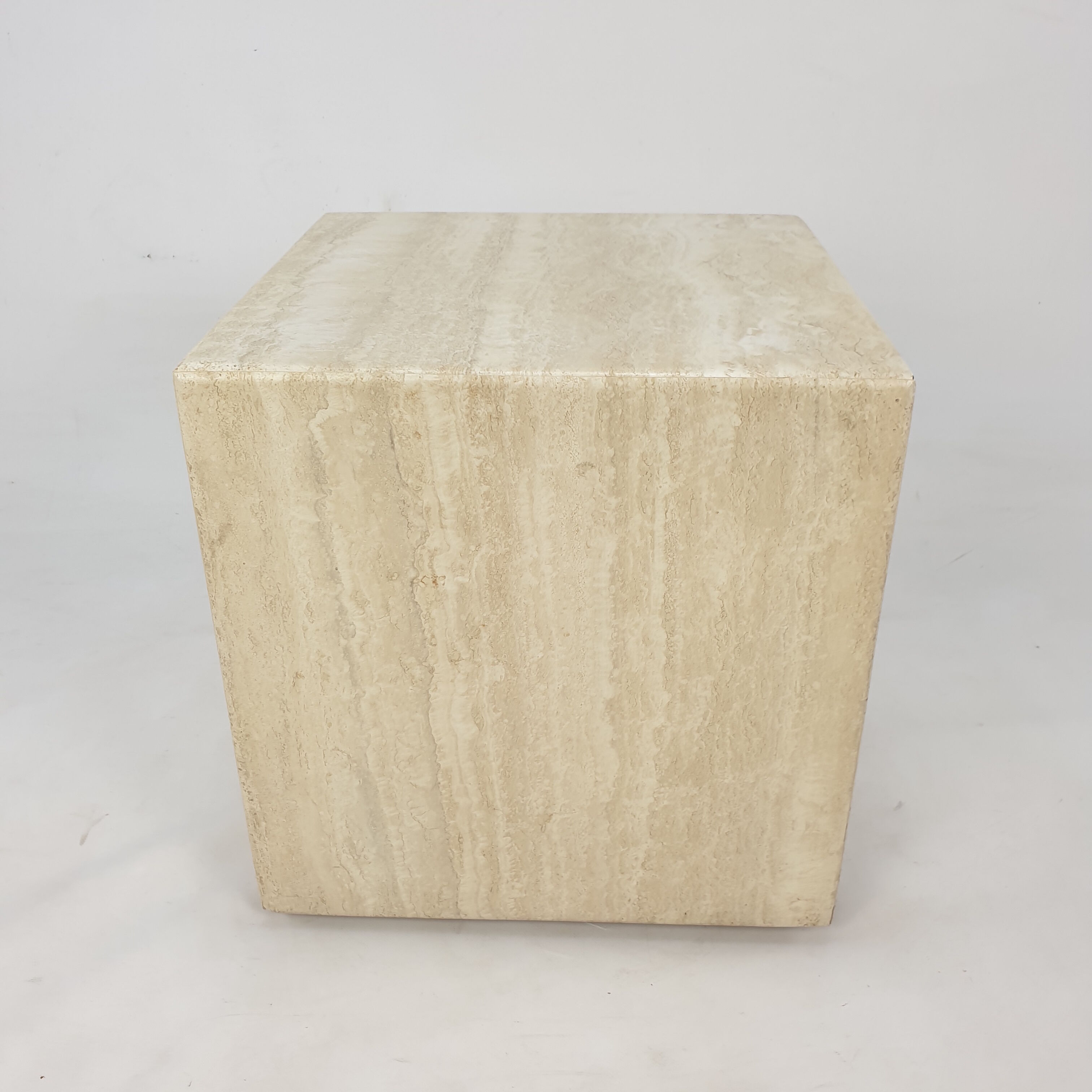 Italian Travertine Side Table, 1980's