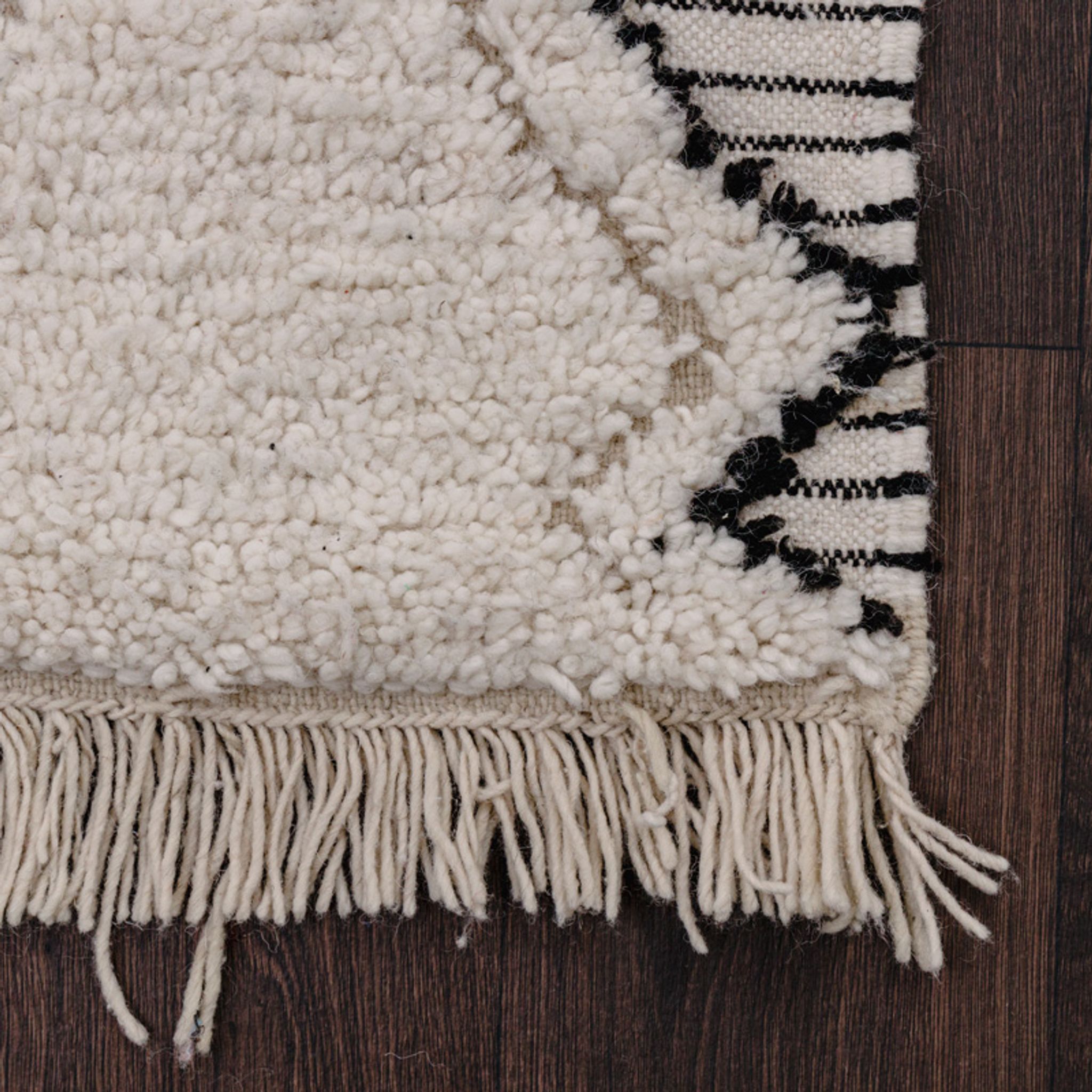 Berber runner rug diamond white and black 80x290 cm