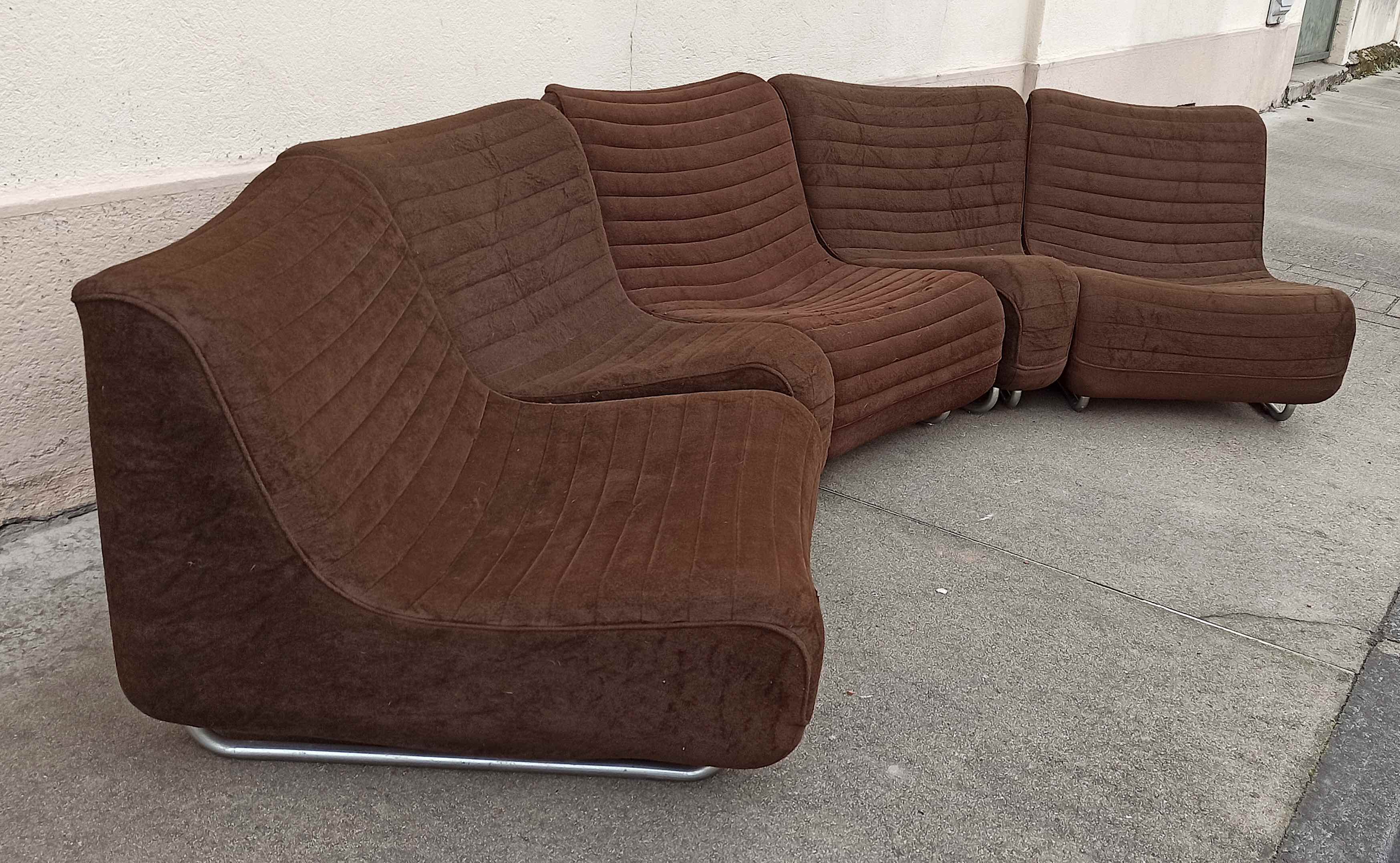 Ensemble de 5 chauffeuses marron Carl-Henrik Spak années 70